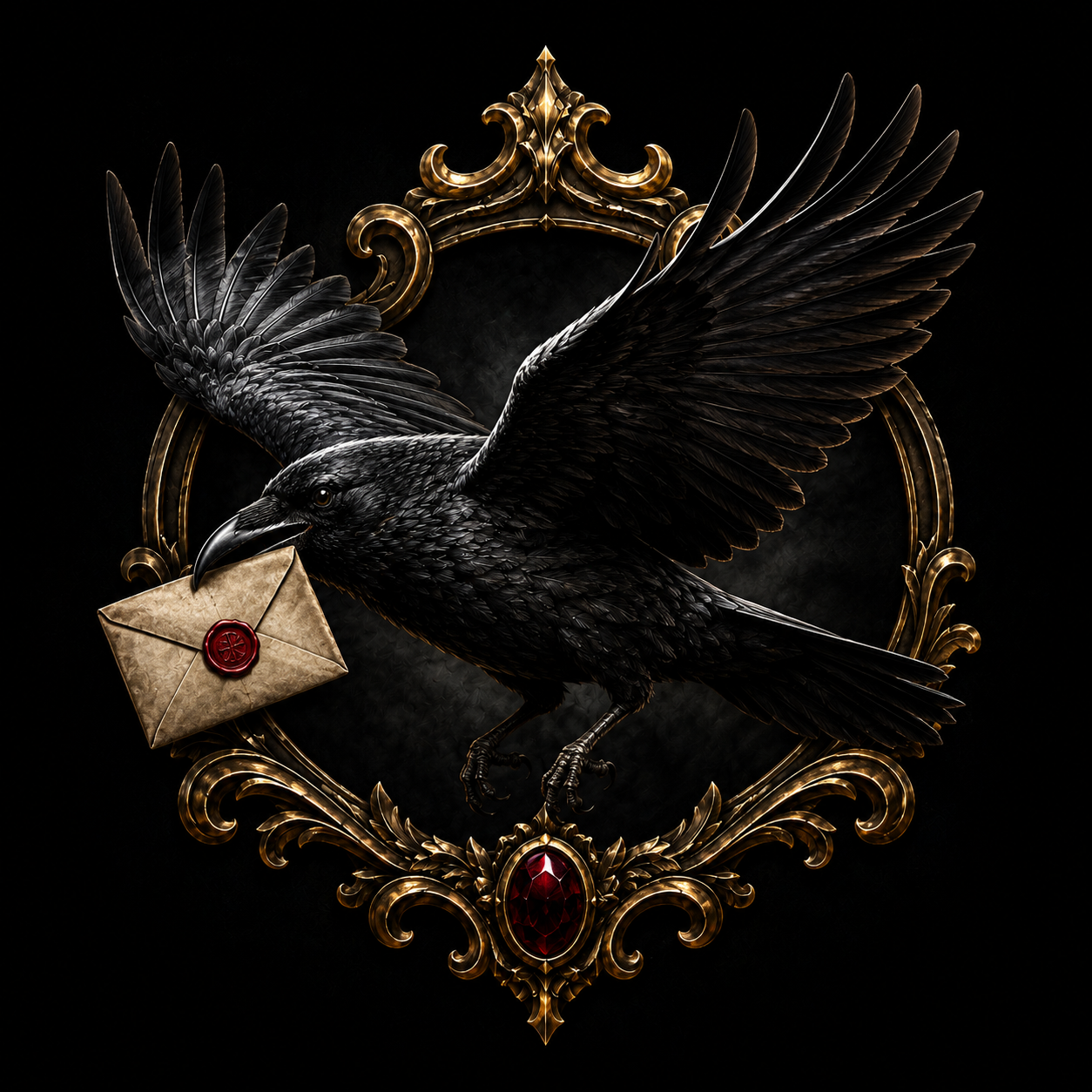 Raven delivering a sealed message